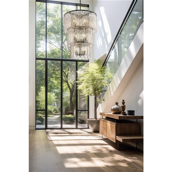 Z-Lite Glacier 12-Light 28-in W Tiered Modern Matte Black Chandelier