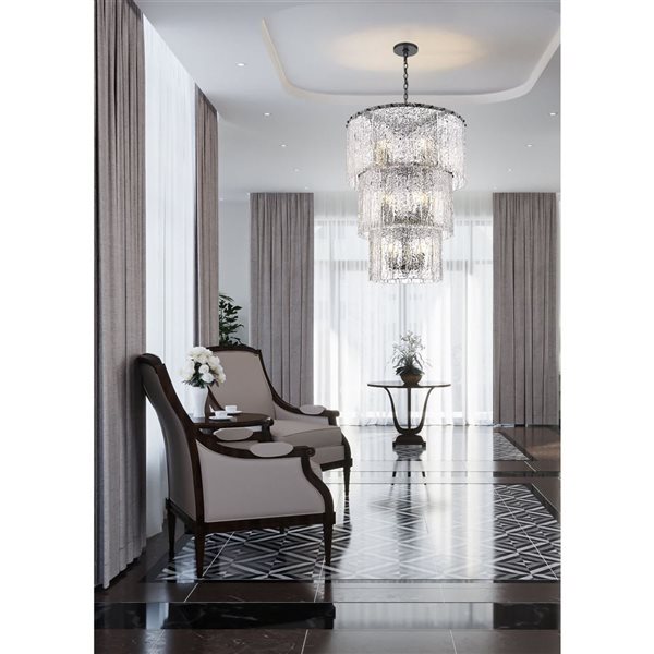 Z-Lite Glacier 12-Light 28-in W Tiered Modern Matte Black Chandelier
