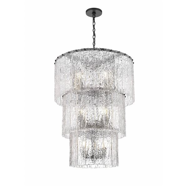 Z-Lite Glacier 12-Light 28-in W Tiered Modern Matte Black Chandelier