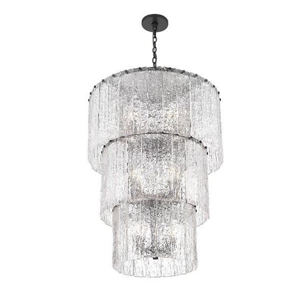 Z-Lite Glacier 12-Light 28-in W Tiered Modern Matte Black Chandelier