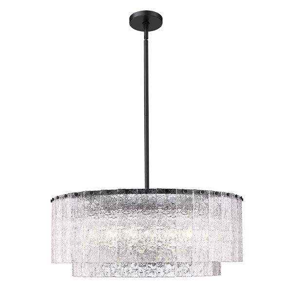 Z-Lite Glacier Matte Black Clear Glass Tiered Halogen 12-Light Pendant Light