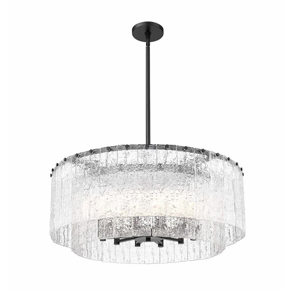Z-Lite Glacier Matte Black Clear Glass Tiered Halogen 12-Light Pendant Light