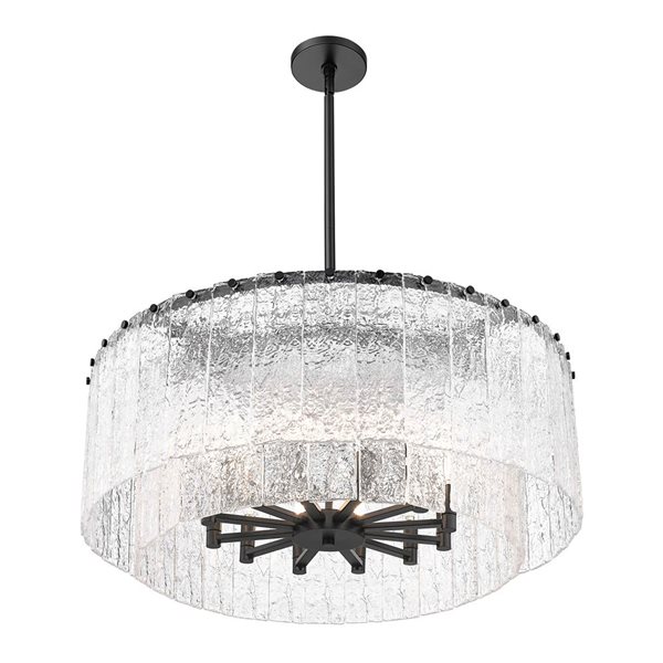 Z-Lite Glacier Matte Black Clear Glass Tiered Halogen 12-Light Pendant Light