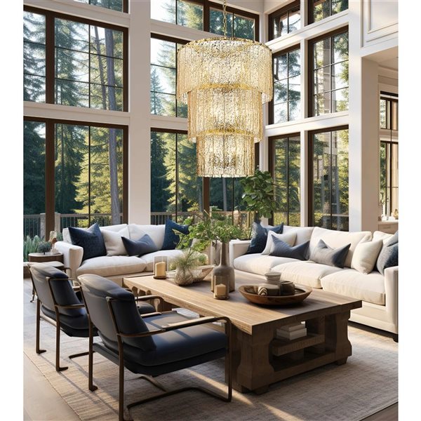 Z-Lite Glacier 12-Light 28-in W Tiered Modern Gold Chandelier