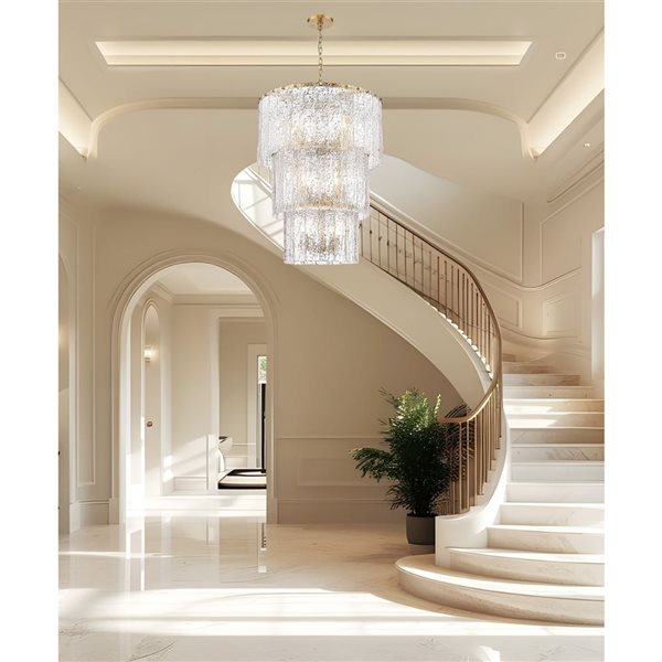 Z-Lite Glacier 12-Light 28-in W Tiered Modern Gold Chandelier