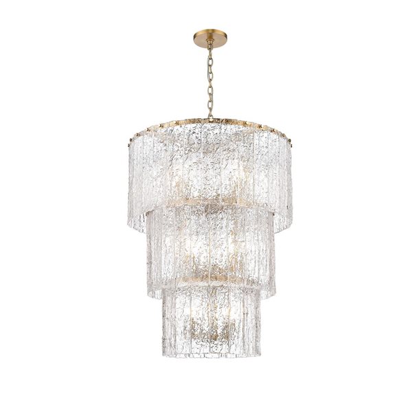 Z-Lite Glacier 12-Light 28-in W Tiered Modern Gold Chandelier