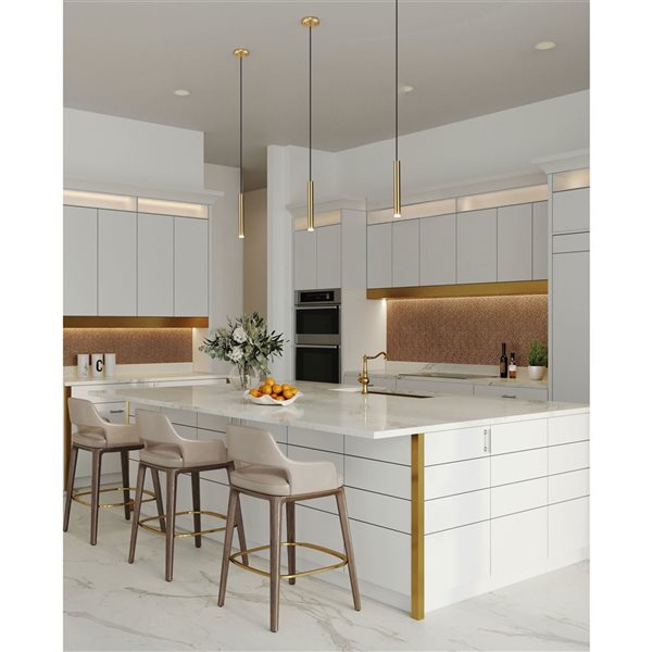 Z-Lite Forest Modern Gold Cylinder LED 12-in H 1-Light Pendant Light