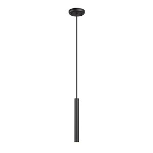Z-Lite Forest Matte Black Cylinder LED 12-in H 1-Light Pendant Light
