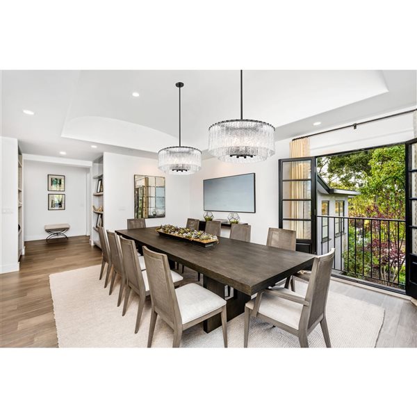 Z-Lite Glacier Matte Black Clear Glass Tiered Halogen 10-Light Pendant Light