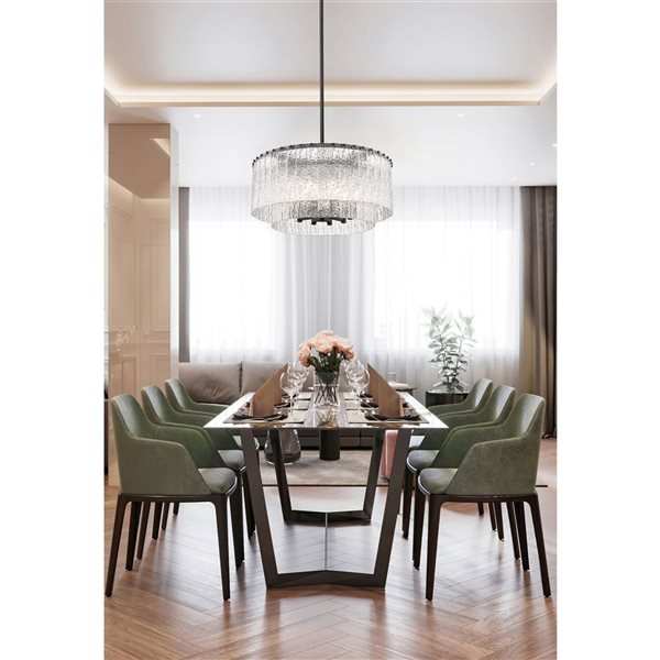Z-Lite Glacier Matte Black Clear Glass Tiered Halogen 10-Light Pendant Light