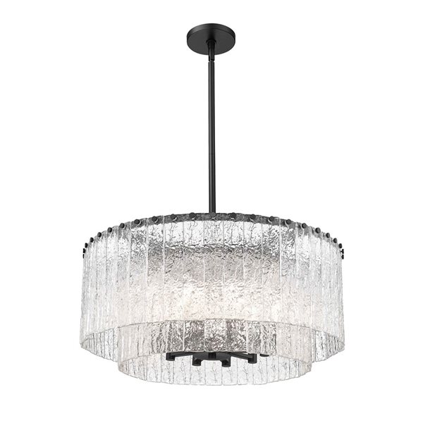 Z-Lite Glacier Matte Black Clear Glass Tiered Halogen 10-Light Pendant Light