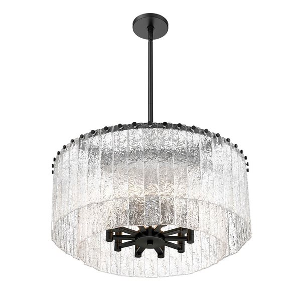 Z-Lite Glacier Matte Black Clear Glass Tiered Halogen 10-Light Pendant Light