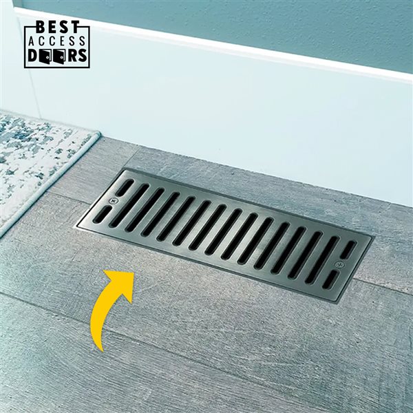 Best Access Doors 4-in x 10-in Flush Mount Floor Vent with Linear Slots - Black