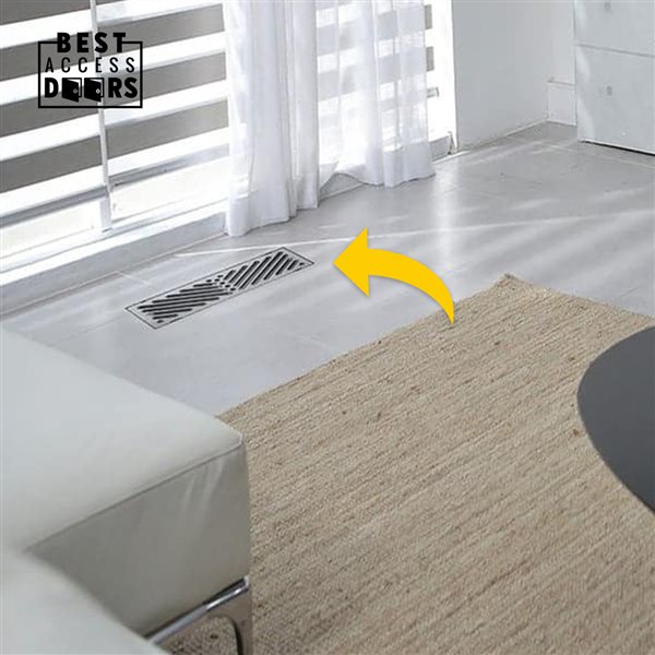 Best Access Doors 4-in x 10-in Flush Mount Floor Vent with Angled Slots and Damper - Dark Silver