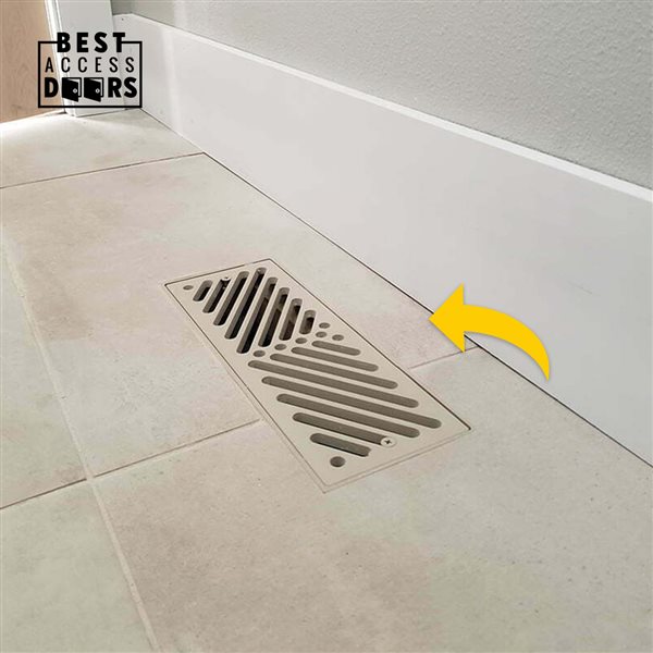 Best Access Doors 4-in x 10-in Flush Mount Floor Vent with Angled Slots and Damper - Dark Silver