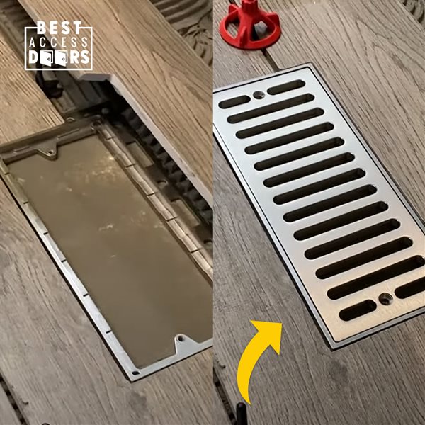 Best Access Doors 4-in x 10-in Flush Mount Floor Vent with Angled Slots and Damper - Dark Silver