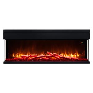 Paramount Crystal Edge Black Wall-Mount Multi-Sided Electric Fireplace with Remote Control - 50-in