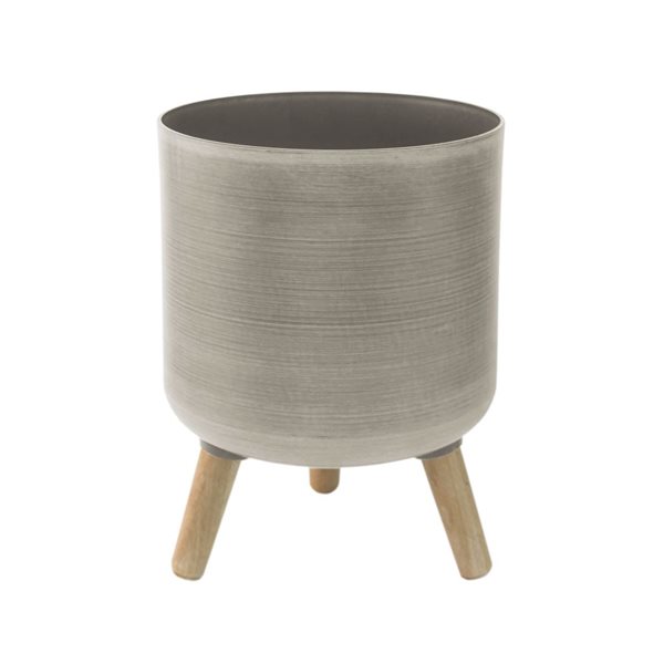 Algreen Brushed Taupe Planter w/ Stand 10.75-in