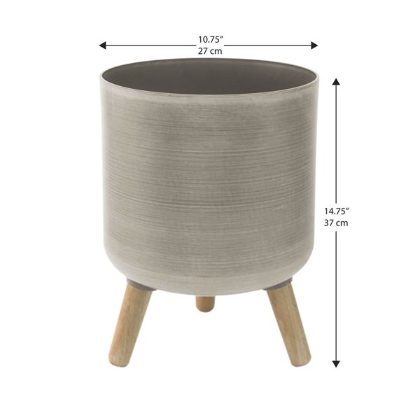 Algreen Brushed Taupe Planter w/ Stand 10.75-in