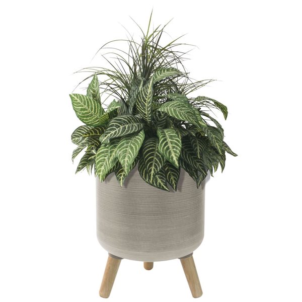 Algreen Brushed Taupe Planter w/ Stand 10.75-in
