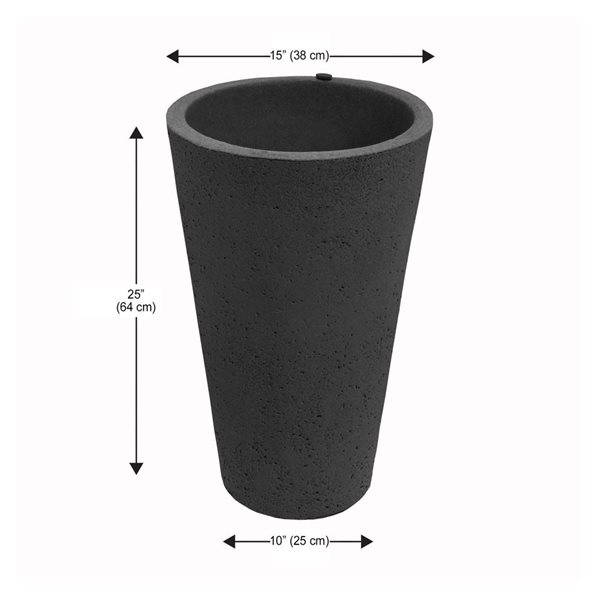 Algreen Tall Black Crete Planter 25-in