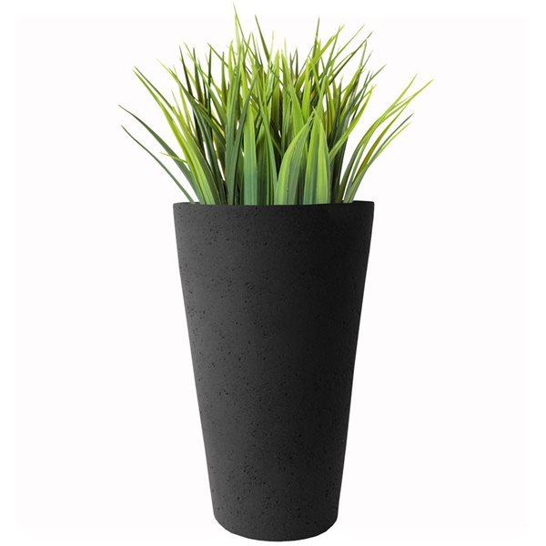 Algreen Tall Black Crete Planter 25-in