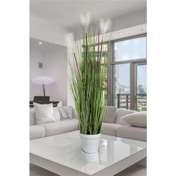 Algreen Artificial White Seagrass 51-in w/ Plastic Planter