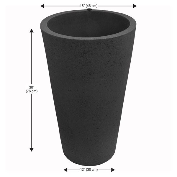 Algreen Tall Black Crete Planter 30-in