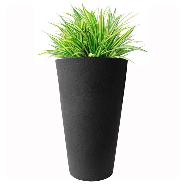 Algreen Tall Black Crete Planter 30-in