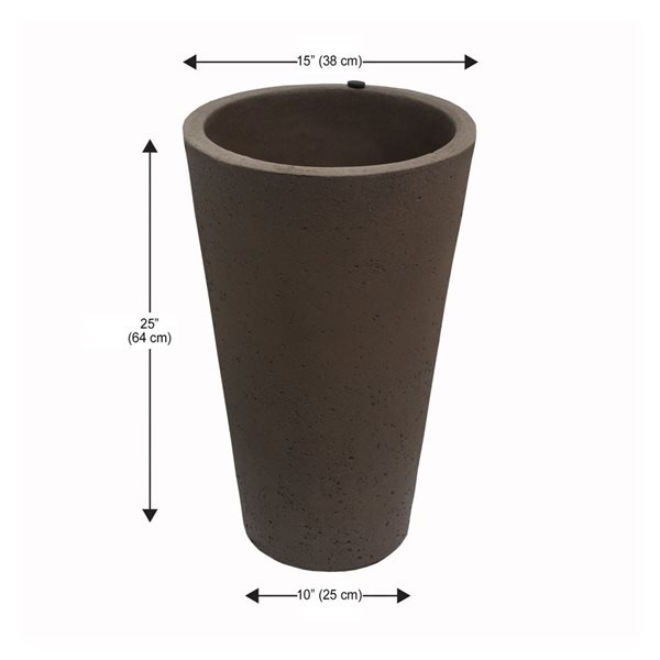 Algreen Brownstone Tall Crete Planter 25-in
