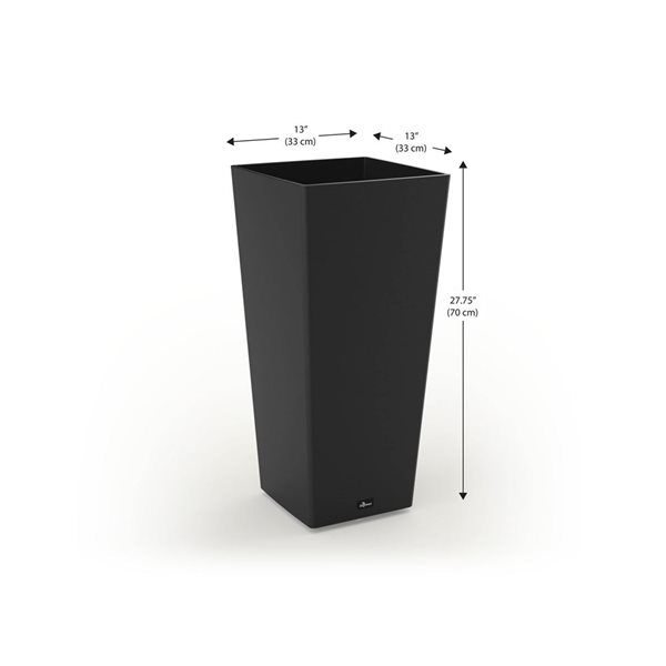 Algreen Aventis Black Square Planter w/ Shelf Insert 28-in