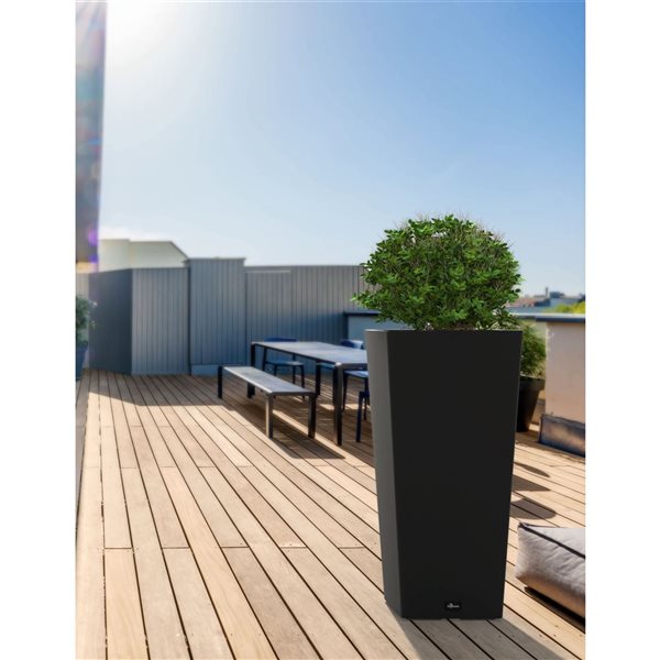 Algreen Aventis Black Square Planter w/ Shelf Insert 28-in