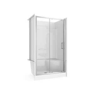 MAAX Essence Connect Pro Chrome 5-Piece 48 L x 34 W x 81-in H Center Drain Right Seat Alcove Shower Kit
