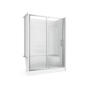MAAX Essence Connect Pro Chrome 5-Piece 60 L x 30 W x 81-in H Left Drain Alcove Shower Kit