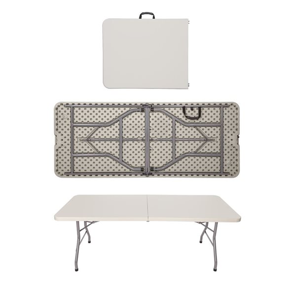Table rectangulaire en acier pliable en deux collection Baldwin par Hampden Furnishings, gris