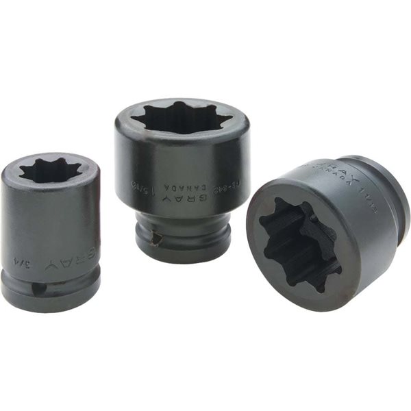 Gray Tools 1-1/4 X 3/4-in Drive 8 Point Regular Length Impact Socket