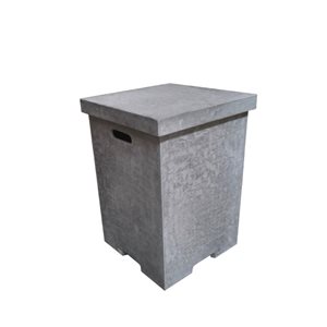Elementi 15.7 W x 20-in H Concrete Fibreglass Square Propane Tank Cover w/ Removable Lid - Light Grey
