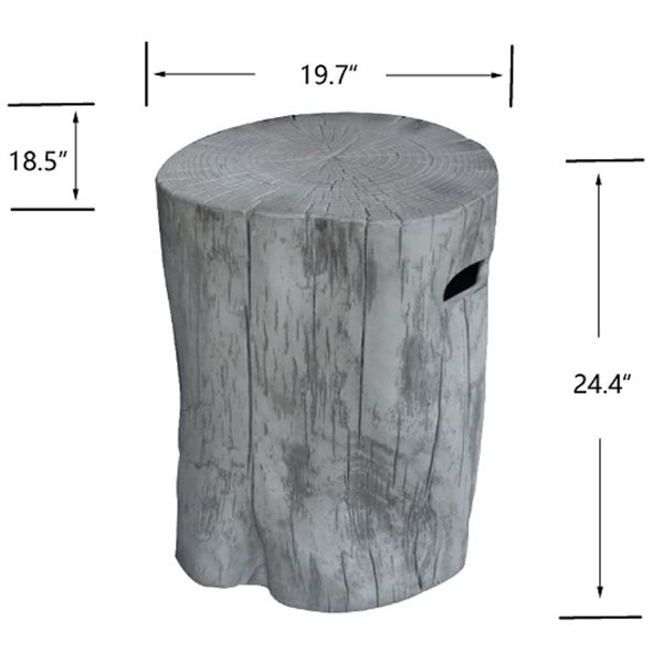 Elementi Manchester 19.7 dia x 24,4-in H Concrete Fibreglass Log-Shaped Propane Tank Cover - Grey
