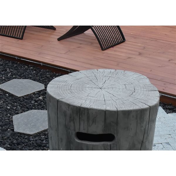Elementi Manchester 19.7 dia x 24,4-in H Concrete Fibreglass Log-Shaped Propane Tank Cover - Grey