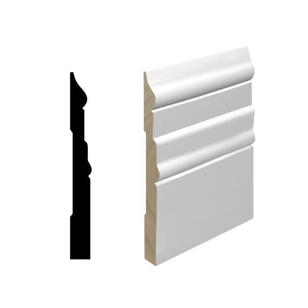 RESO 20-Pc 11/16 D x 6 1/4 W x 96-in L Primed Finger-Jointed Pine Baseboard Moulding - 160 ft
