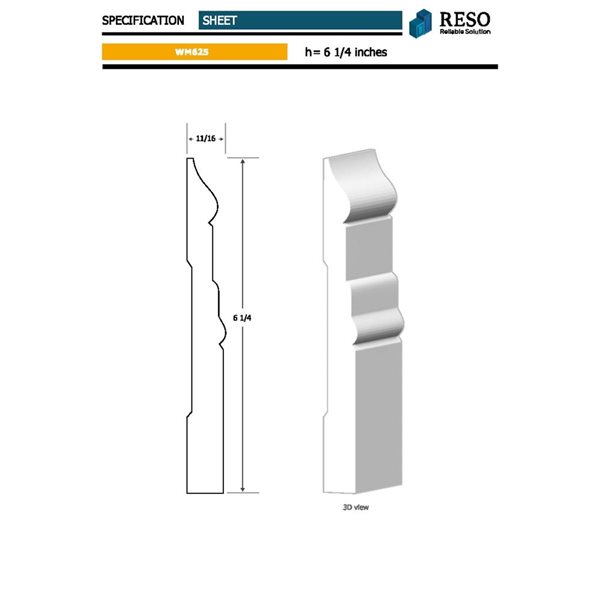 RESO 20-Pc 11/16 D x 6 1/4 W x 96-in L Primed Finger-Jointed Pine Baseboard Moulding - 160 ft
