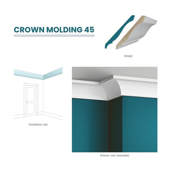 RESO 5-Pc 9/16 D x 5 1/4 W x 96-in L Primed Finger-Jointed Pine Crown Moulding - 40 ft