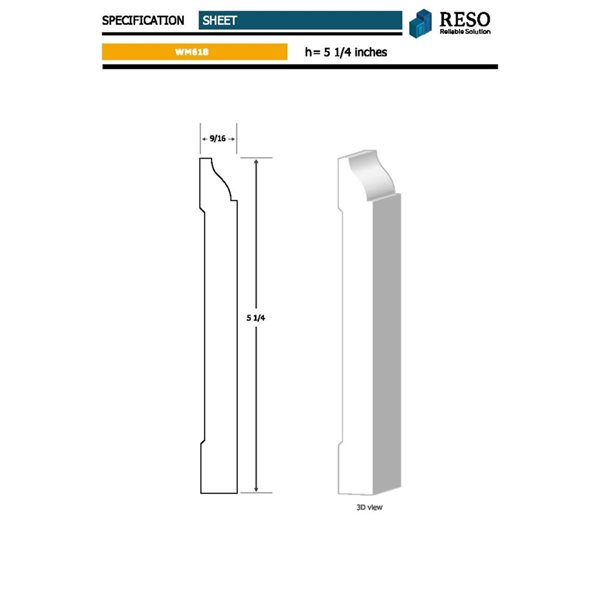RESO 20-Pc 9/16 D x 5 1/4 W x 96-in L Primed Finger-Jointed Pine Baseboard Moulding - 160 ft