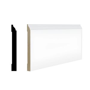RESO 3-Pc 9/16 D x 5 1/4 W x 96-in L Primed Finger-Jointed Pine Baseboard Moulding - 27 ft