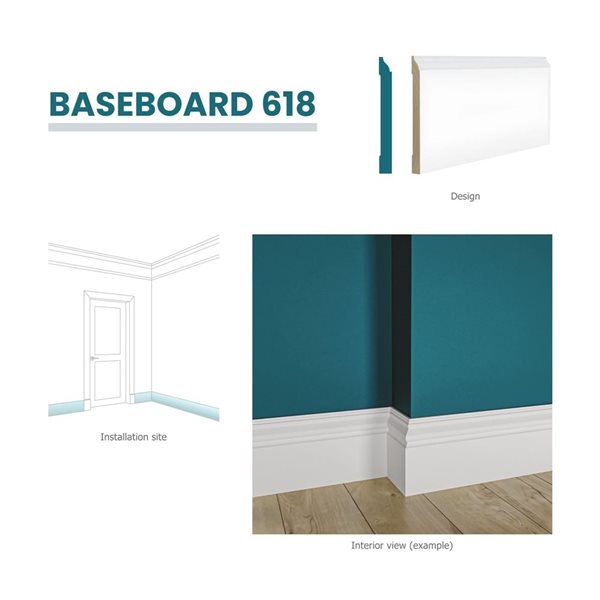 RESO 5-Pc 9/16 D x 5 1/4 W x 96-in L Primed Finger-Jointed Pine Baseboard Moulding - 40 ft