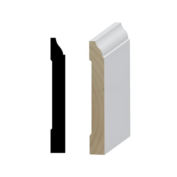 lot de 5 plinthes réversibles MDF standard 1 angle arrondi 9 x 68 mm