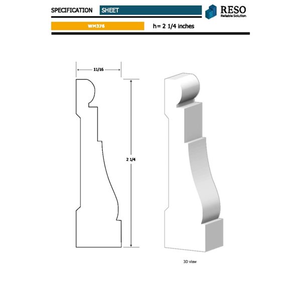 RESO 5-Pc 11/16 D x 2 1/4 W x 99-in L Primed Finger-Jointed Pine Casing Moulding - 40 ft