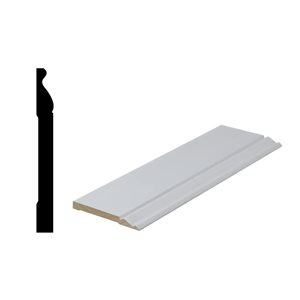 RESO 3-Pc 11/16 D x 5 1/4 W x 96-in L Primed Finger-Jointed Pine Baseboard Moulding - 27 ft