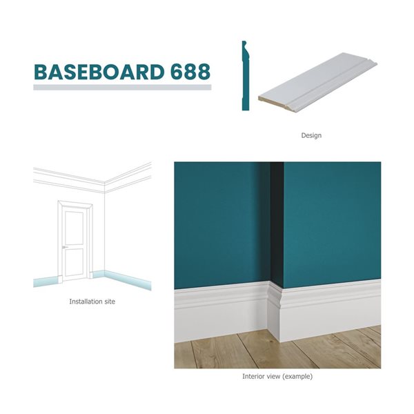 RESO 3-Pc 11/16 D x 5 1/4 W x 96-in L Primed Finger-Jointed Pine Baseboard Moulding - 27 ft