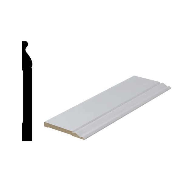 RESO 10-Pc 11/16 D x 5 1/4 W x 96-in L Primed Finger-Jointed Pine Baseboard Moulding - 80 ft